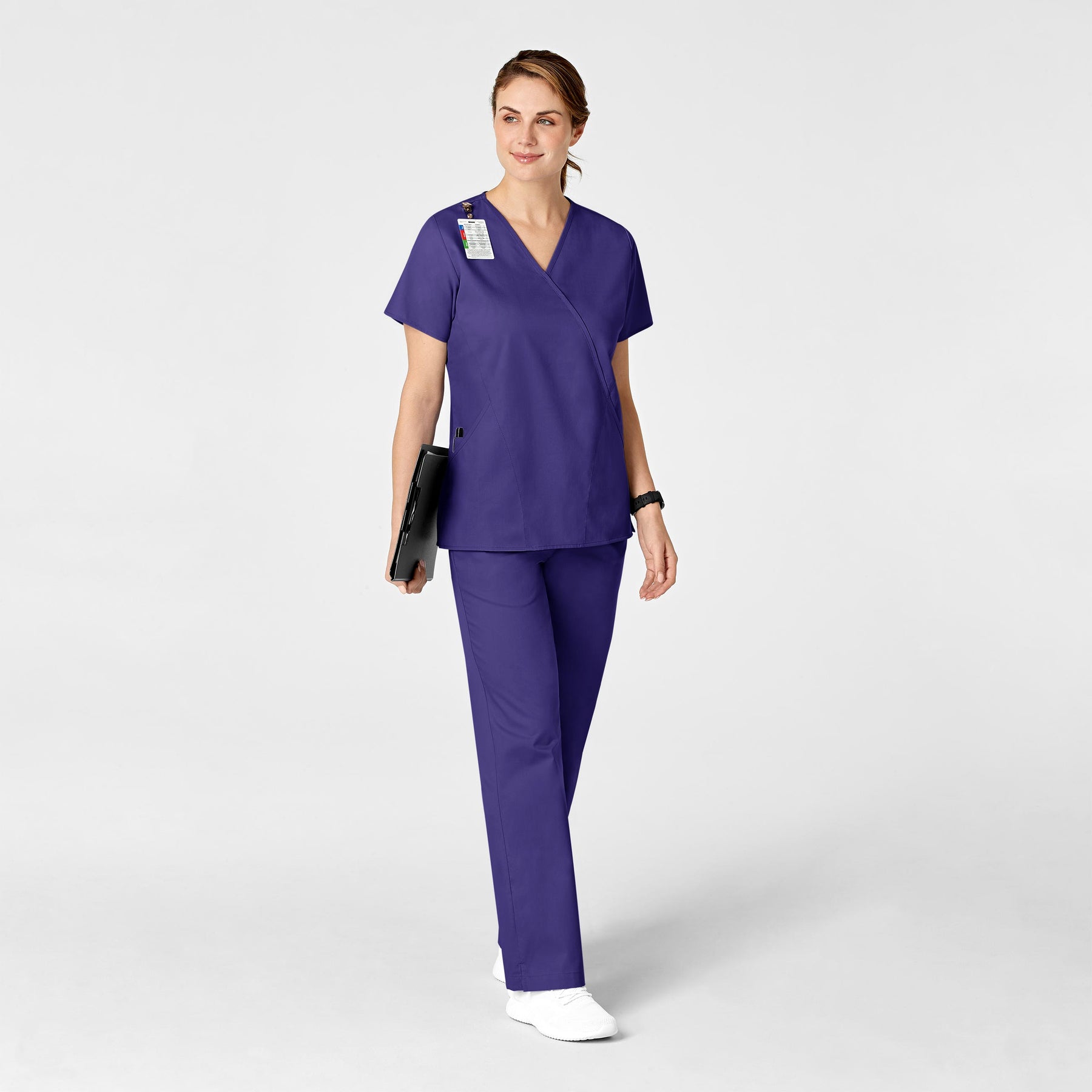 WonderWORK Women's Flare Leg Scrub Pant Grape full scrub set