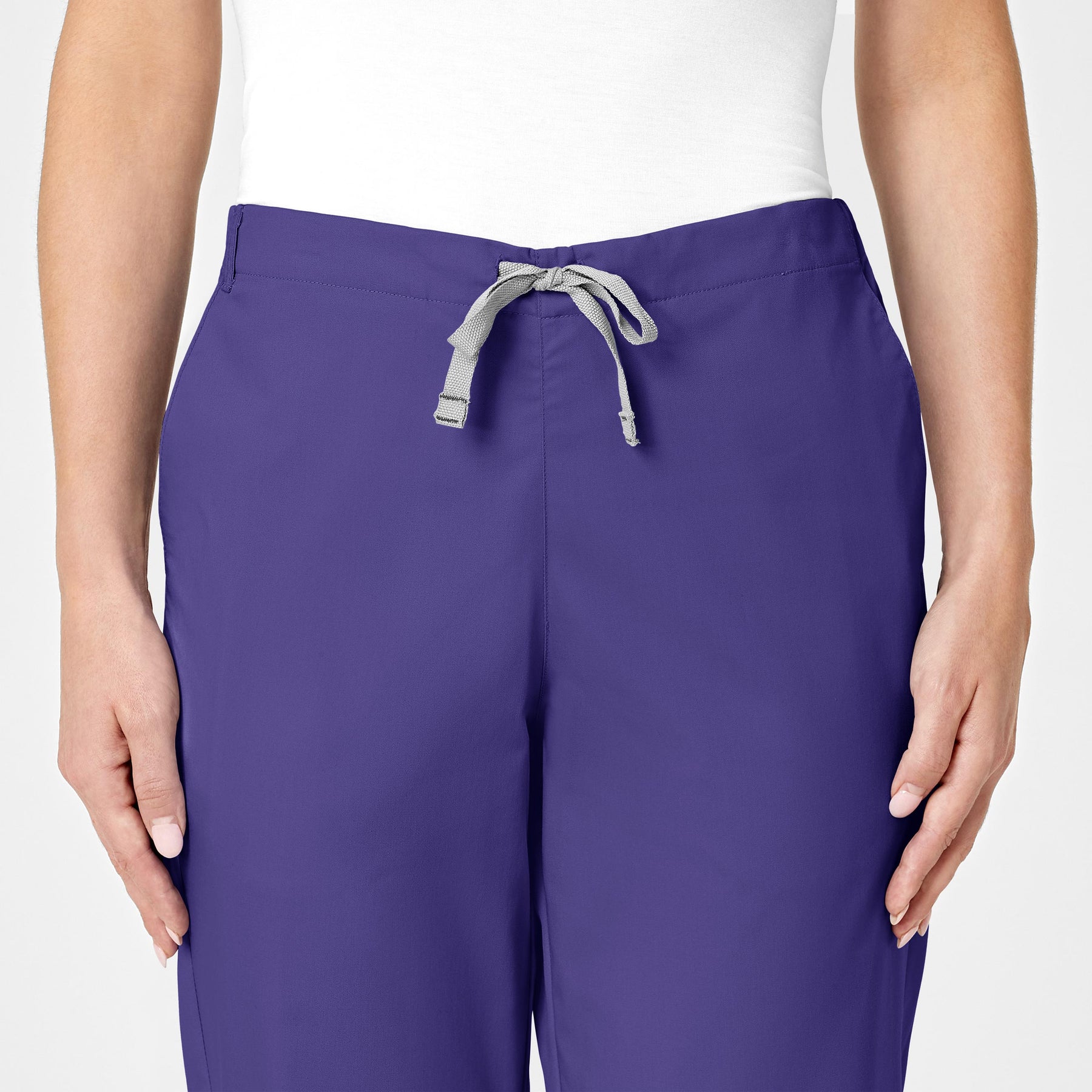 WonderWORK Women's Flare Leg Scrub Pant Grape front detail