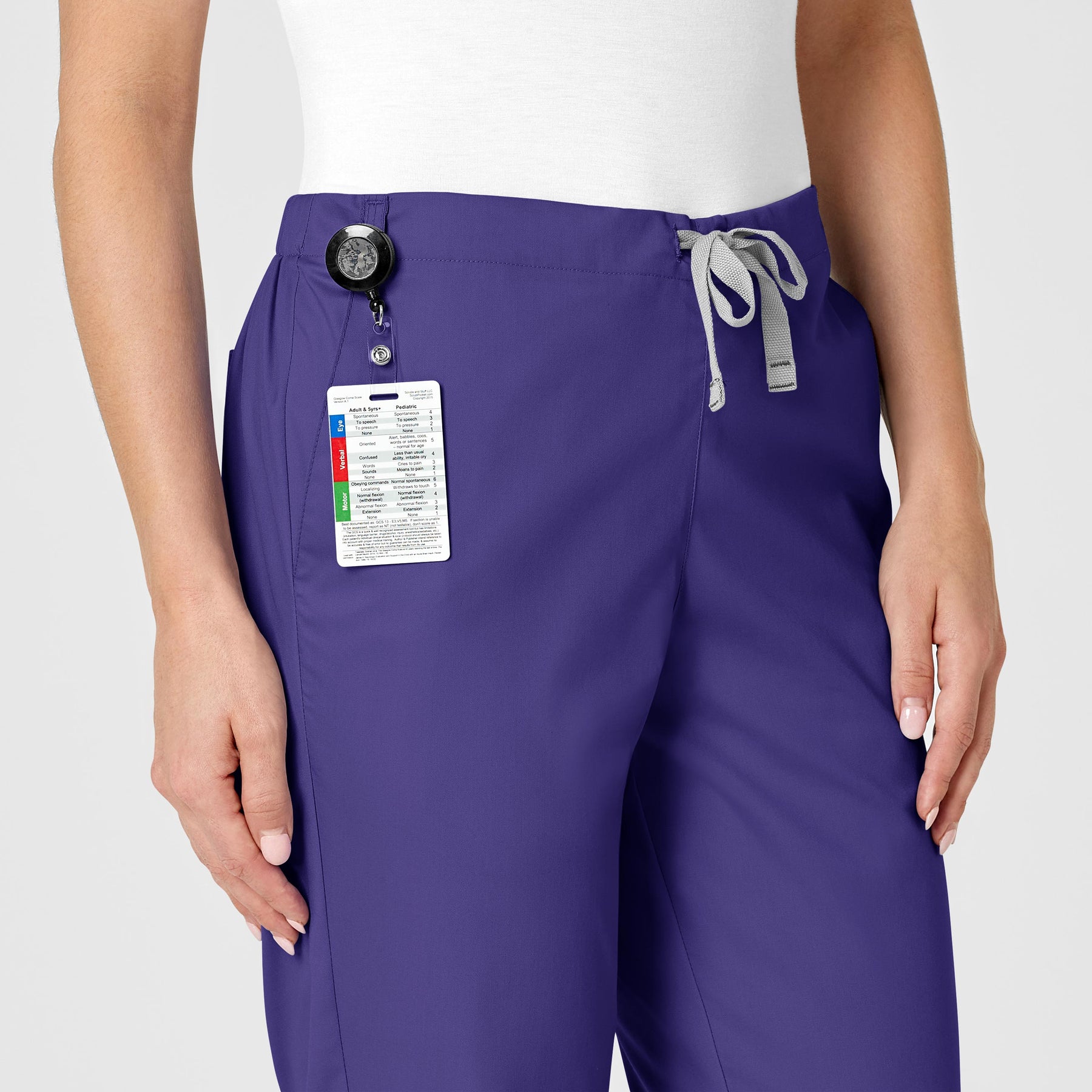 WonderWORK Women's Flare Leg Scrub Pant Grape side detail 1