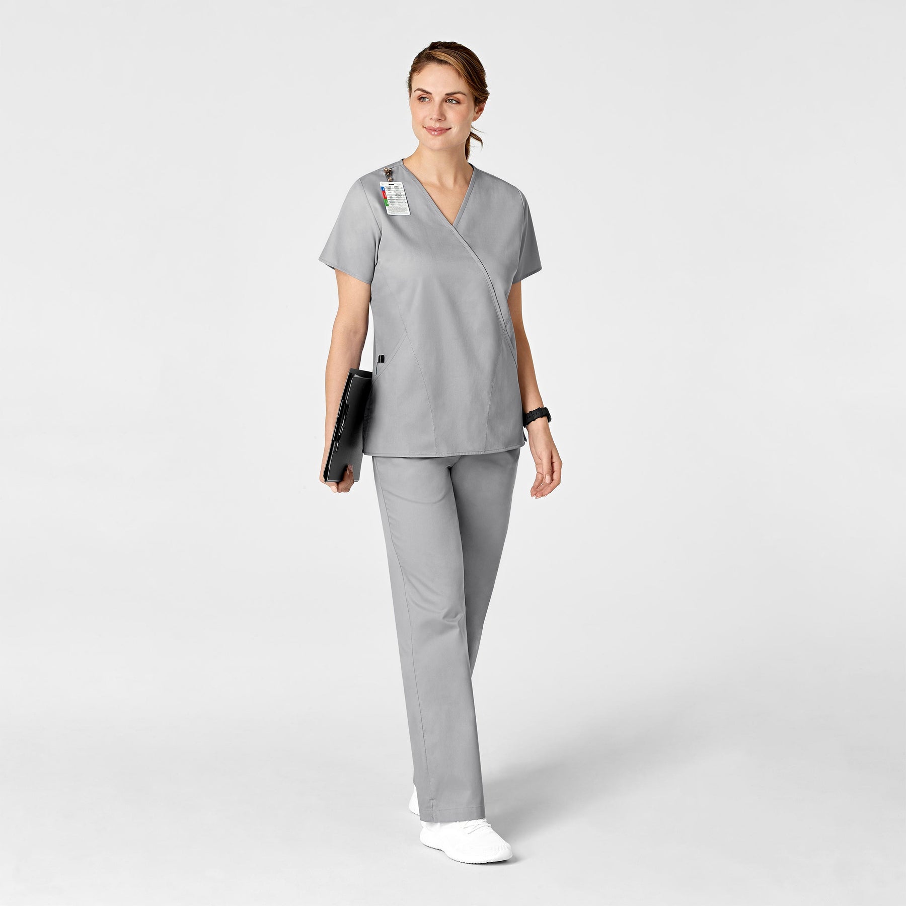 WonderWORK Women's Flare Leg Scrub Pant Grey full scrub set