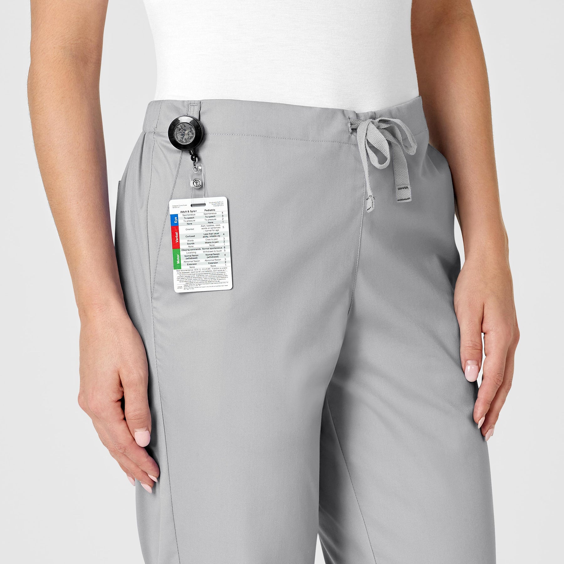 WonderWORK Women's Flare Leg Scrub Pant Grey side detail 1