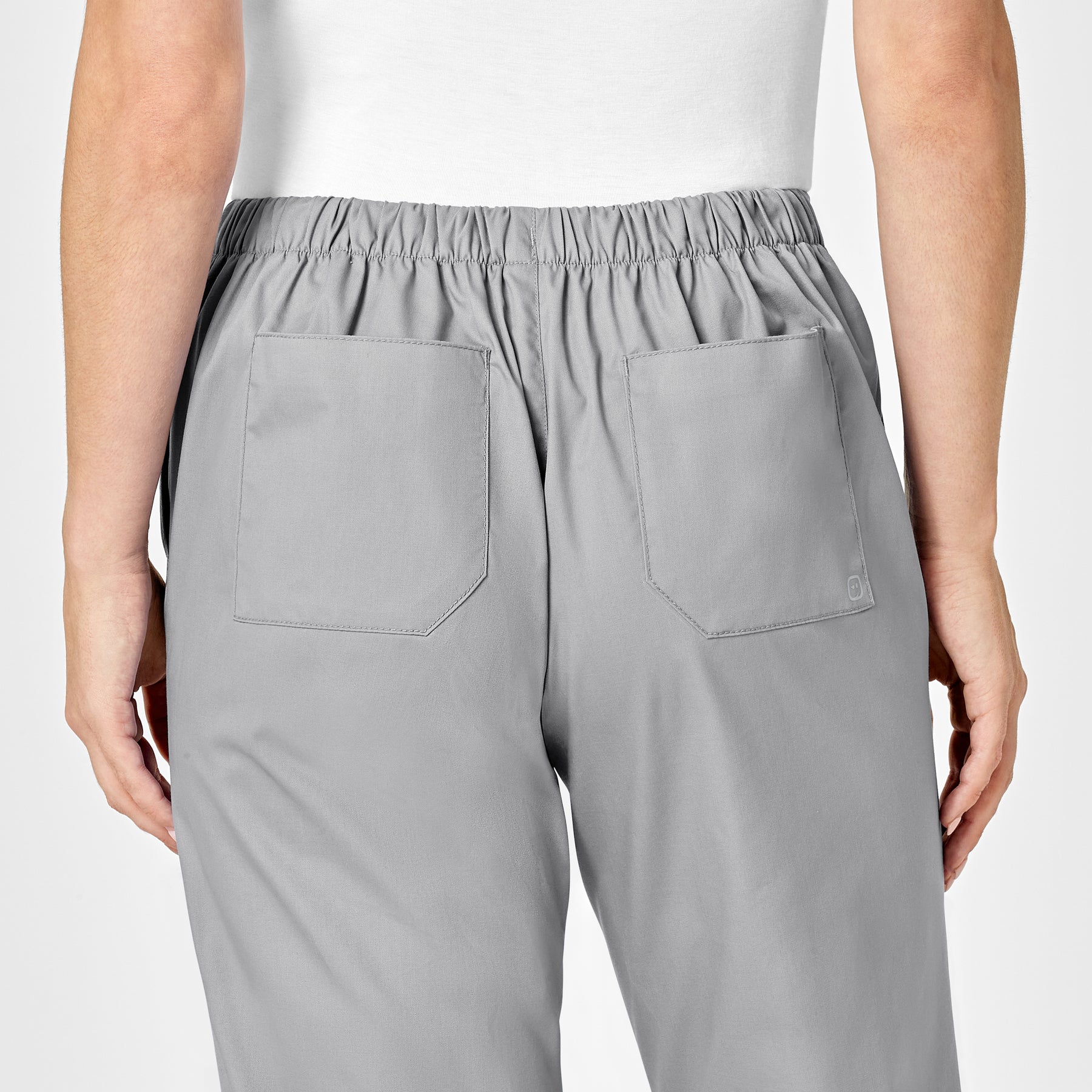 WonderWORK Women's Flare Leg Scrub Pant Grey hemline detail
