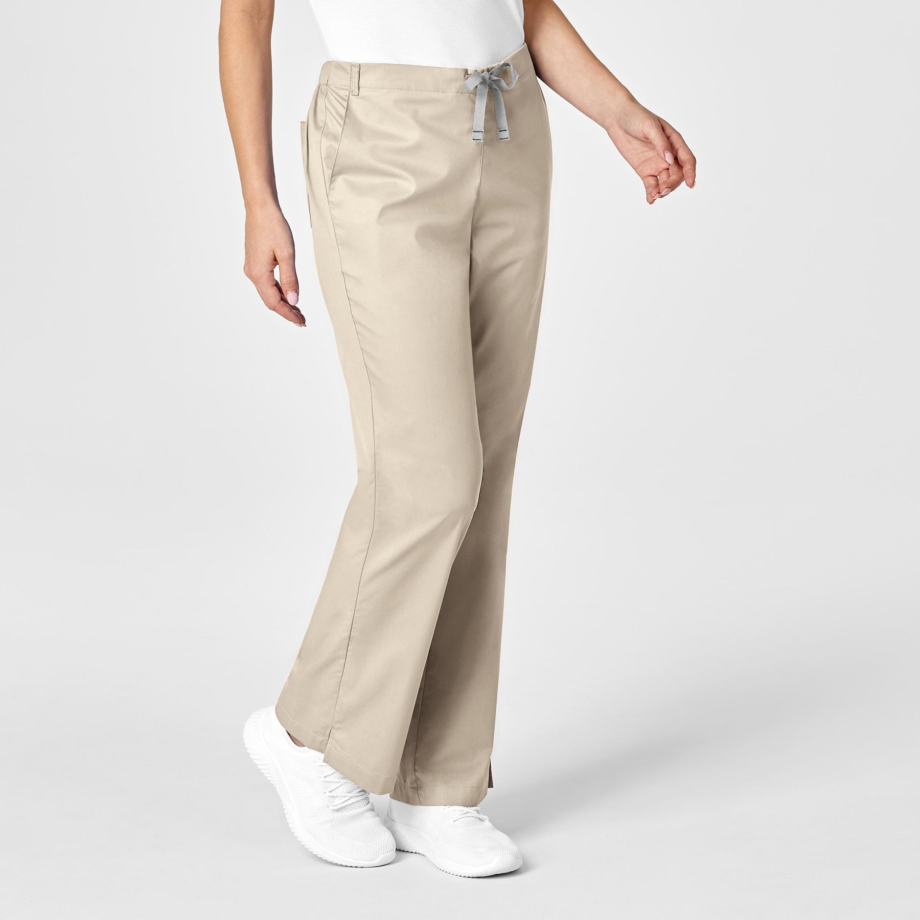 WonderWORK Women's Flare Leg Scrub Pant Khaki side view