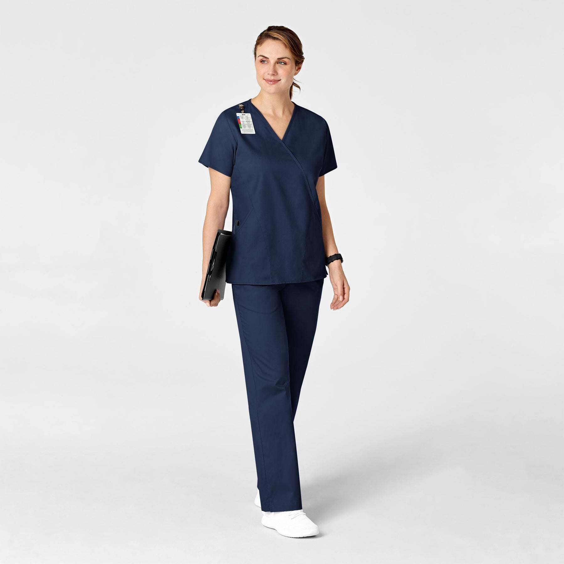 WonderWORK Women's Flare Leg Scrub Pant Navy full scrub set
