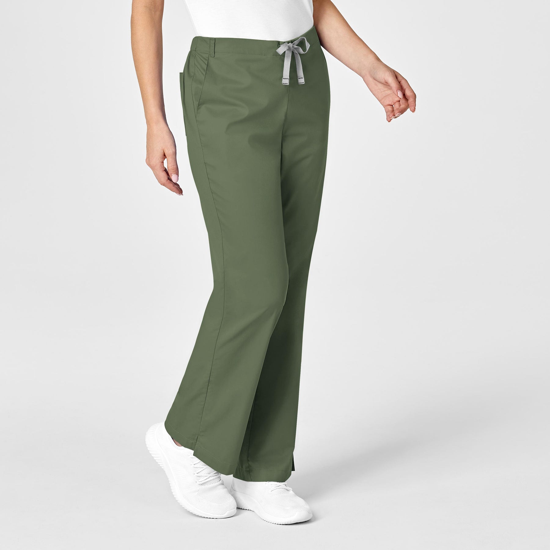 WonderWORK Women's Flare Leg Scrub Pant Olive side view