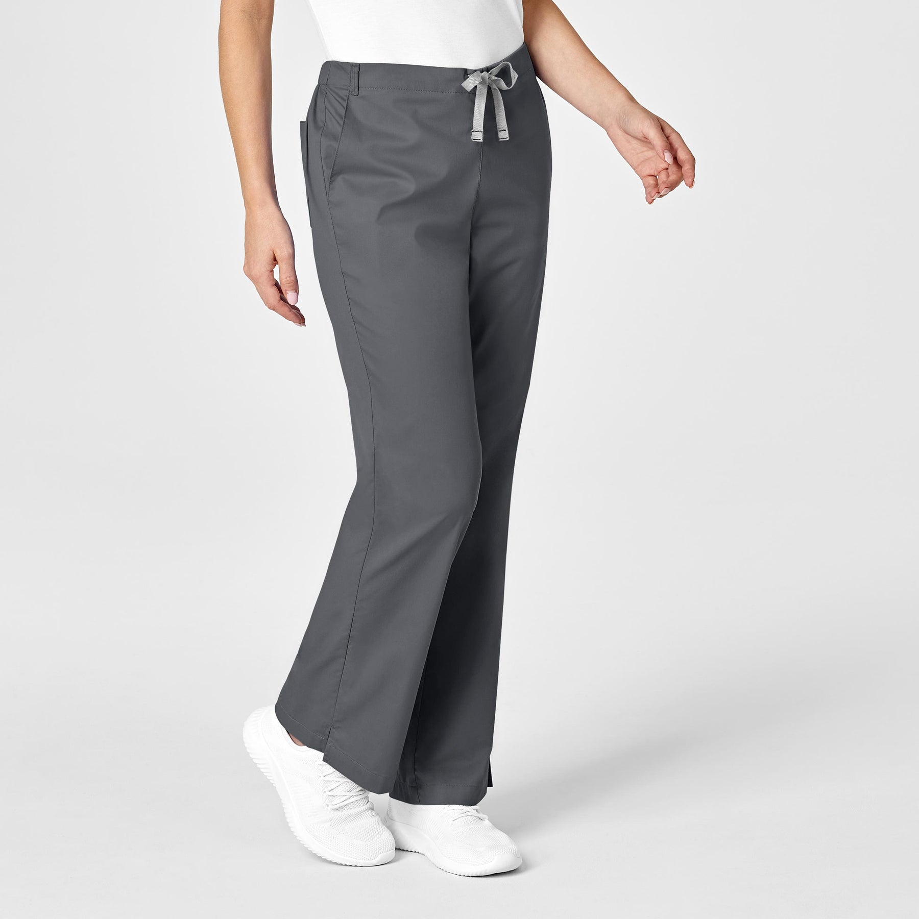 WonderWORK Women's Flare Leg Scrub Pant Pewter side view