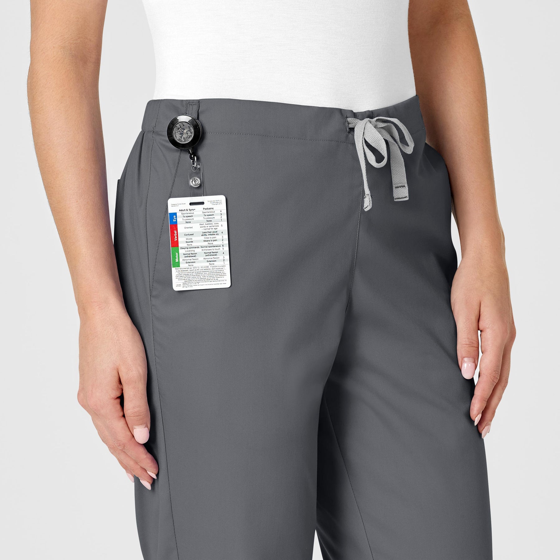 WonderWORK Women's Flare Leg Scrub Pant Pewter side detail 1