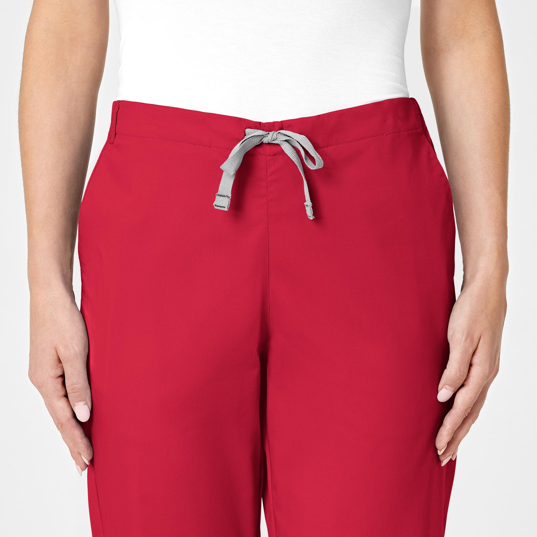 WonderWORK Women's Flare Leg Scrub Pant Red front detail