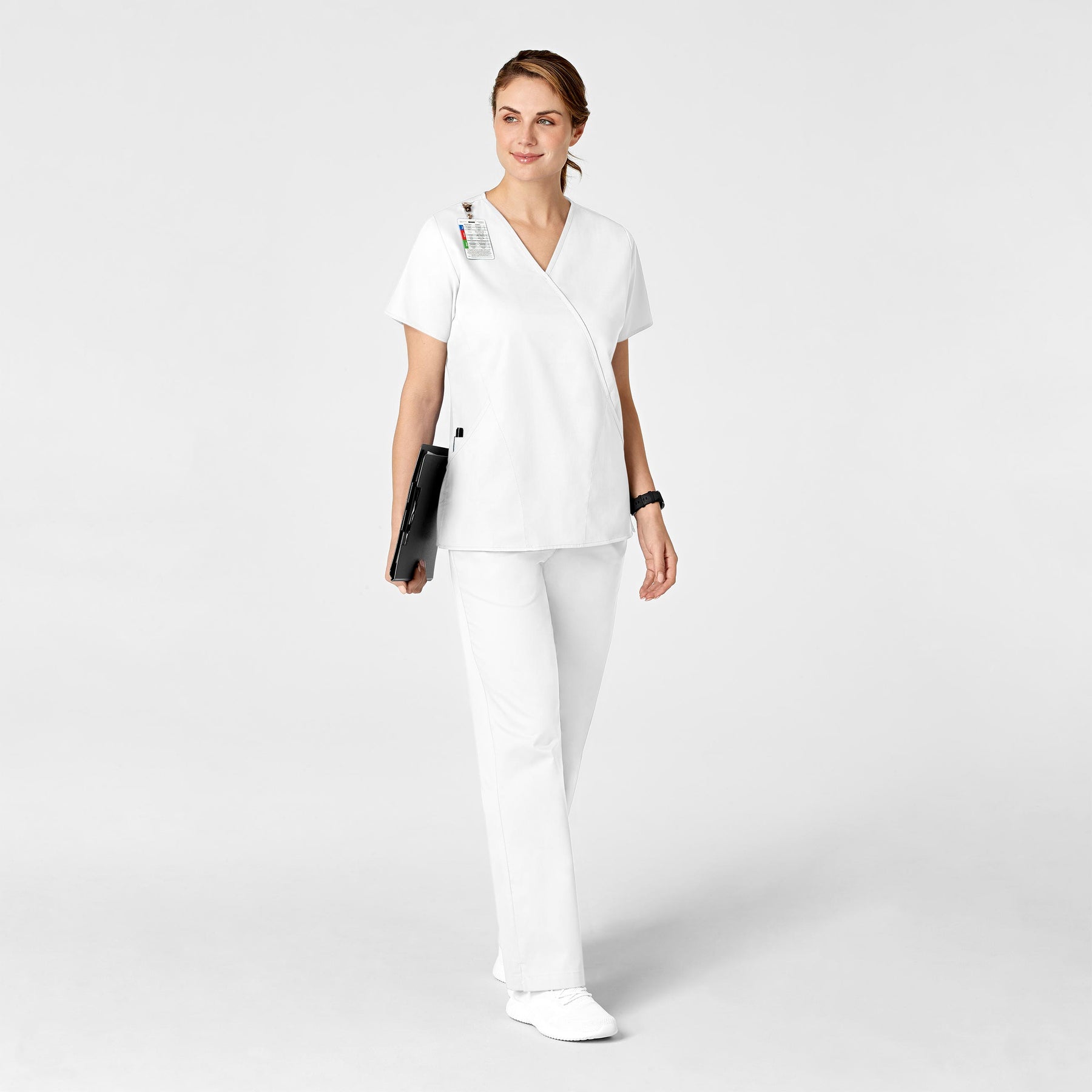 WonderWORK Women's Flare Leg Scrub Pant White full scrub set