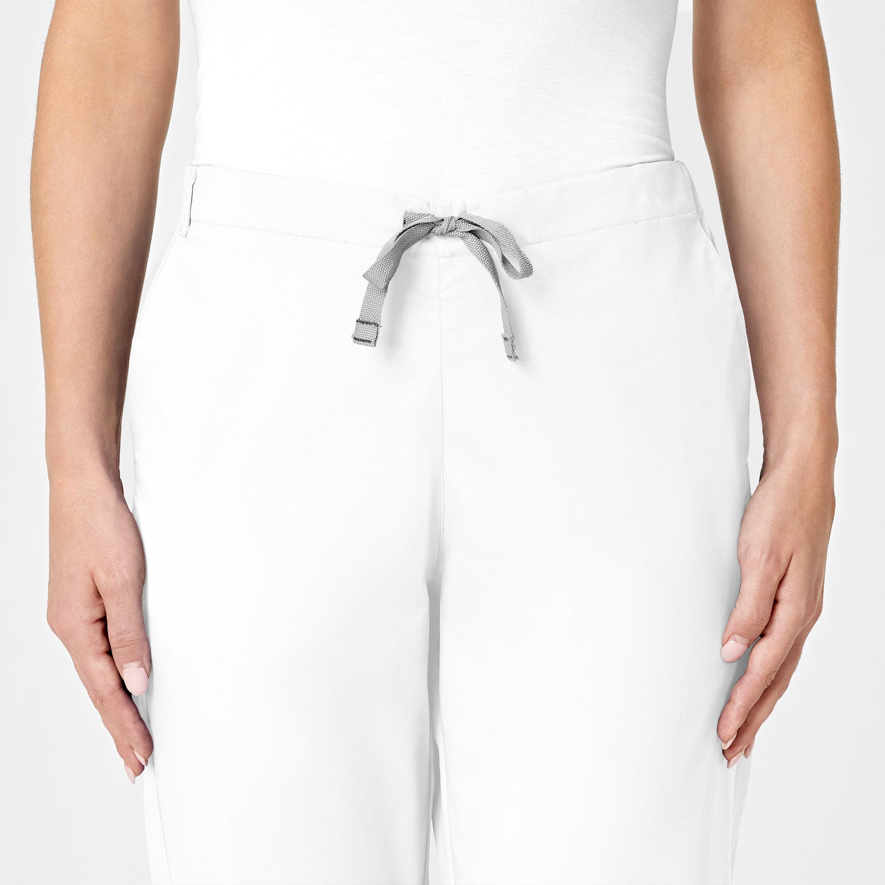 WonderWORK Women's Flare Leg Scrub Pant White front detail
