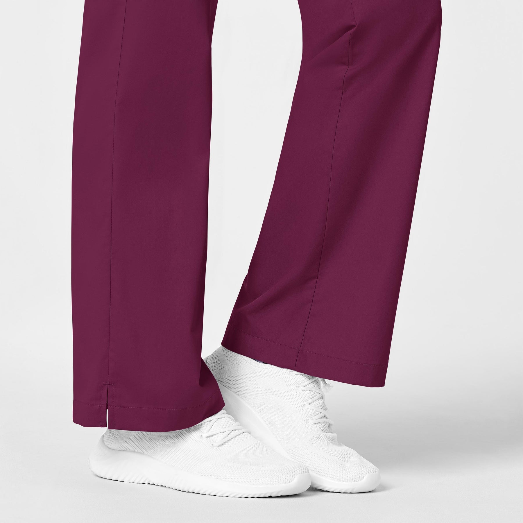 WonderWORK Women's Flare Leg Scrub Pant Wine side detail 2