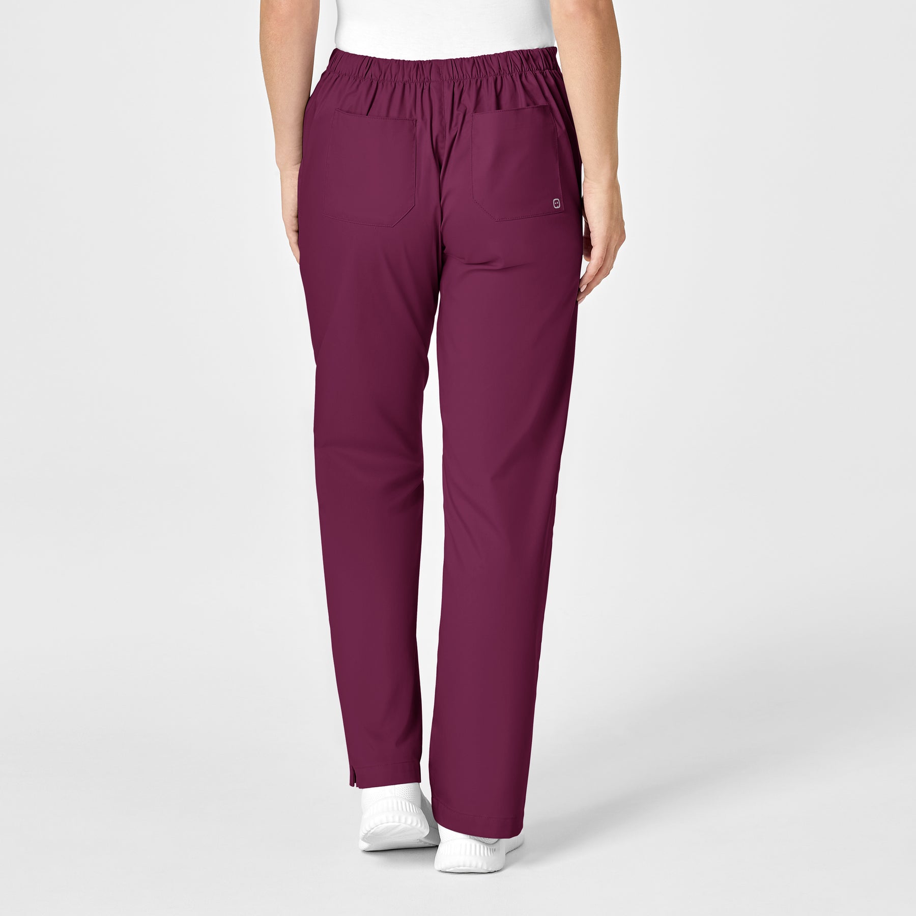 WonderWORK Women's Flare Leg Scrub Pant Wine back view