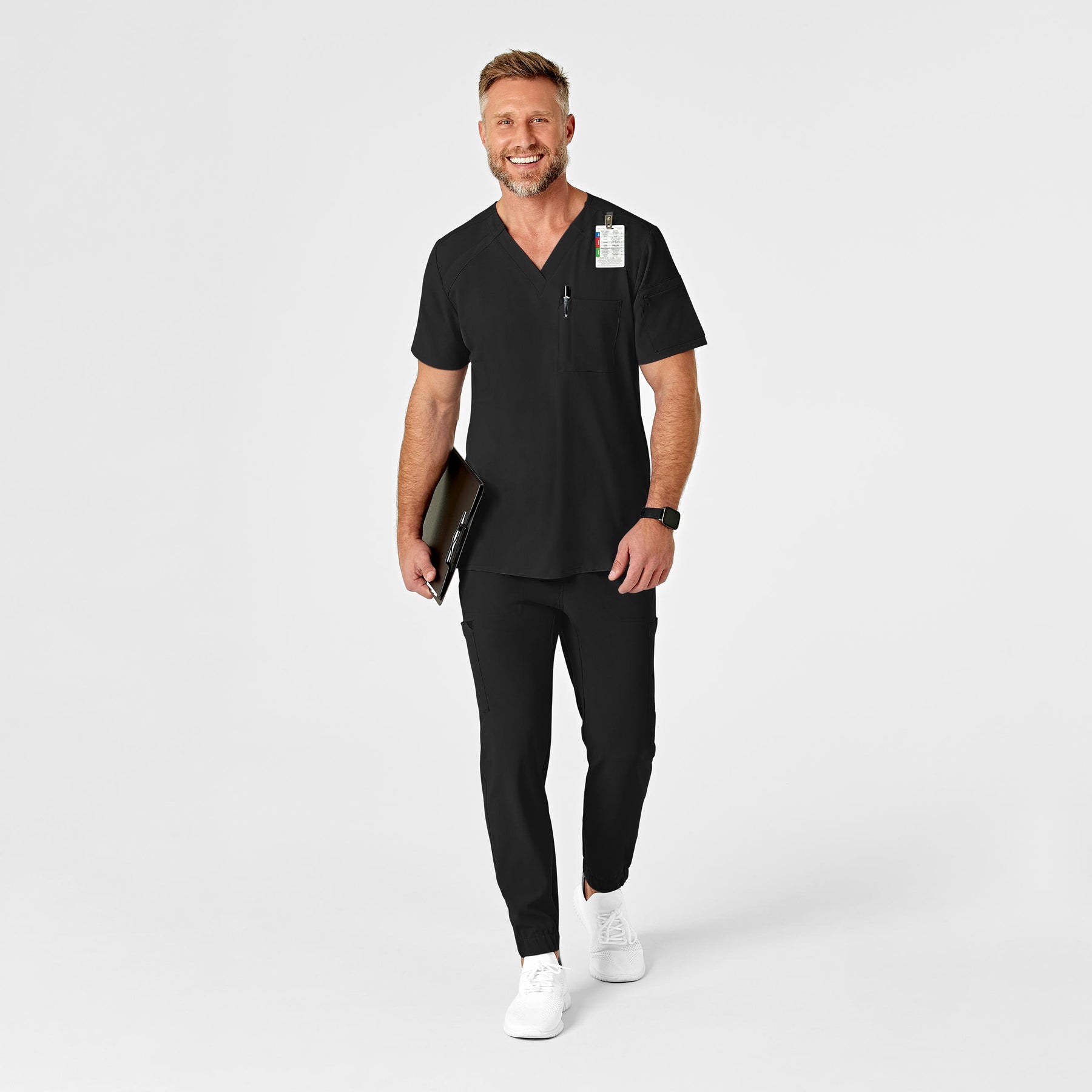 RENEW Men's Jogger Scrub Pant Black full scrub set
