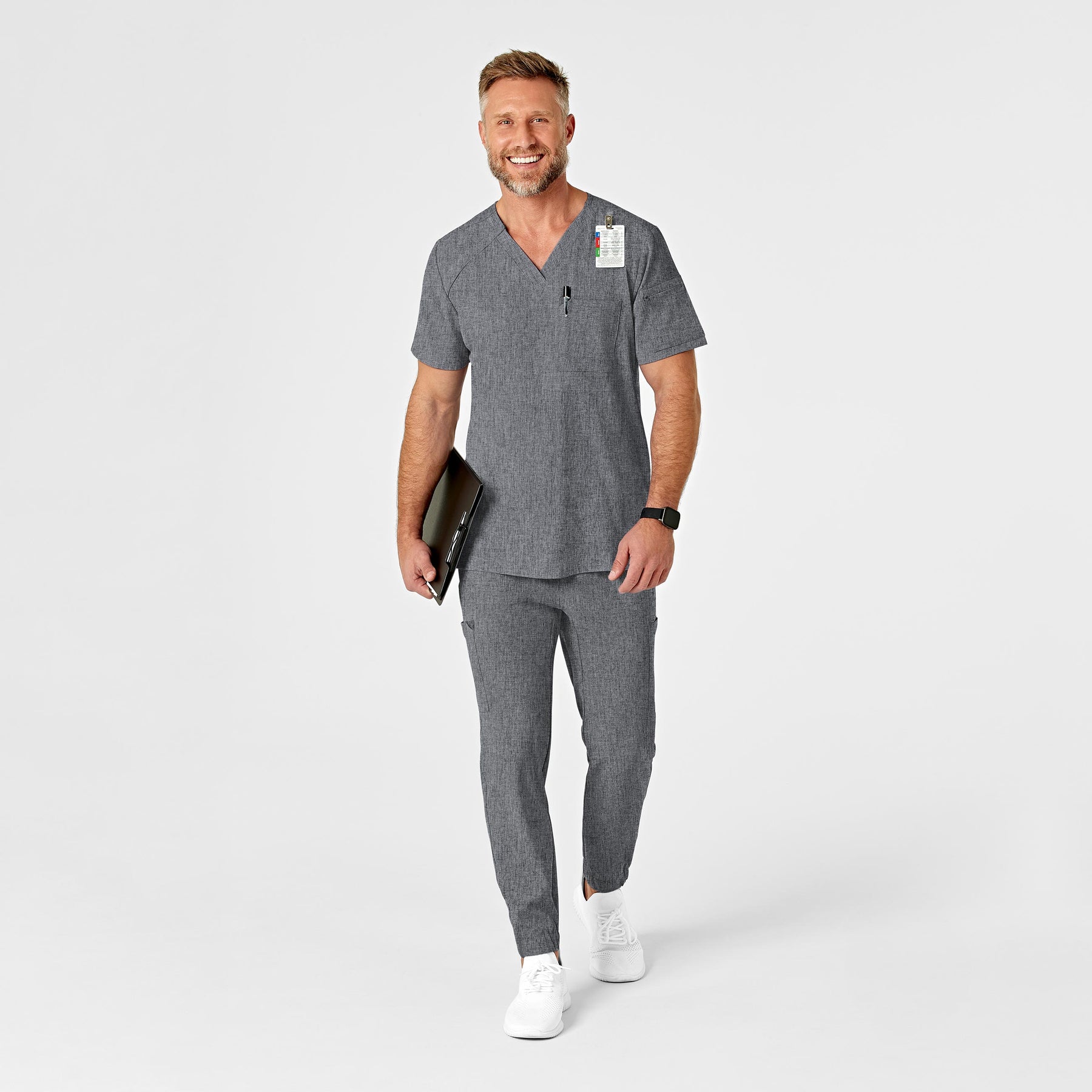 RENEW Men's Jogger Scrub Pant Grey Heather full scrub set