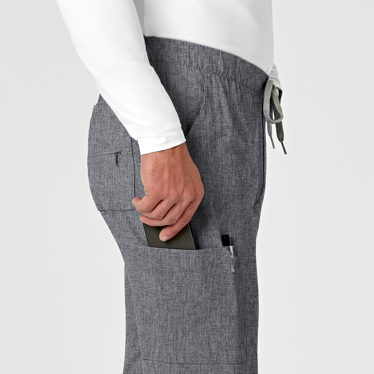 RENEW Men's Jogger Scrub Pant Grey Heather side detail 1