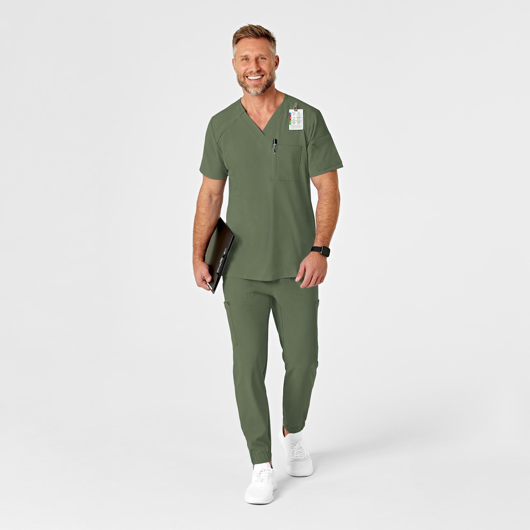 RENEW Men's Jogger Scrub Pant Olive full scrub set