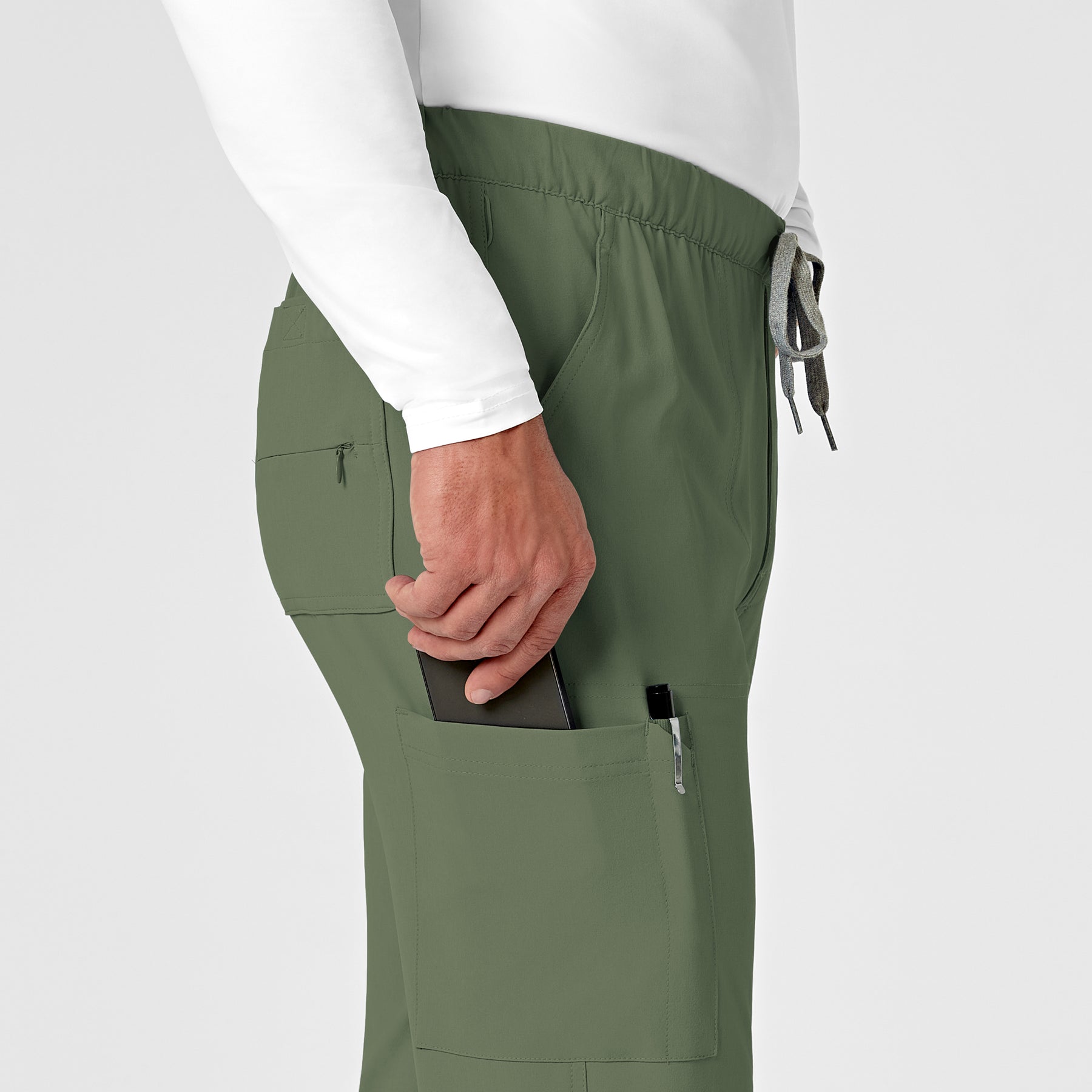 RENEW Men's Jogger Scrub Pant Olive side detail 1