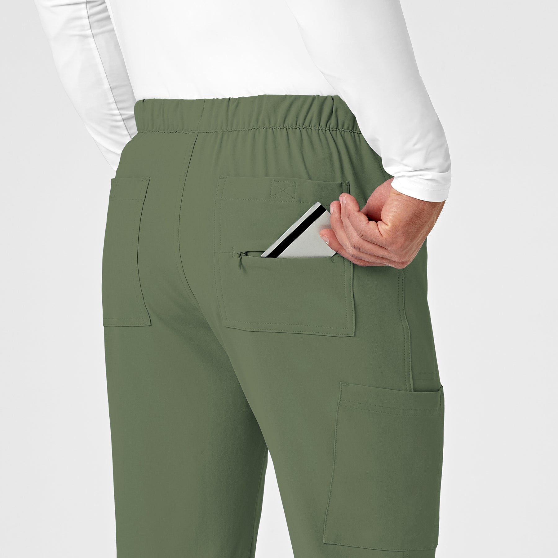 RENEW Men's Jogger Scrub Pant Olive hemline detail