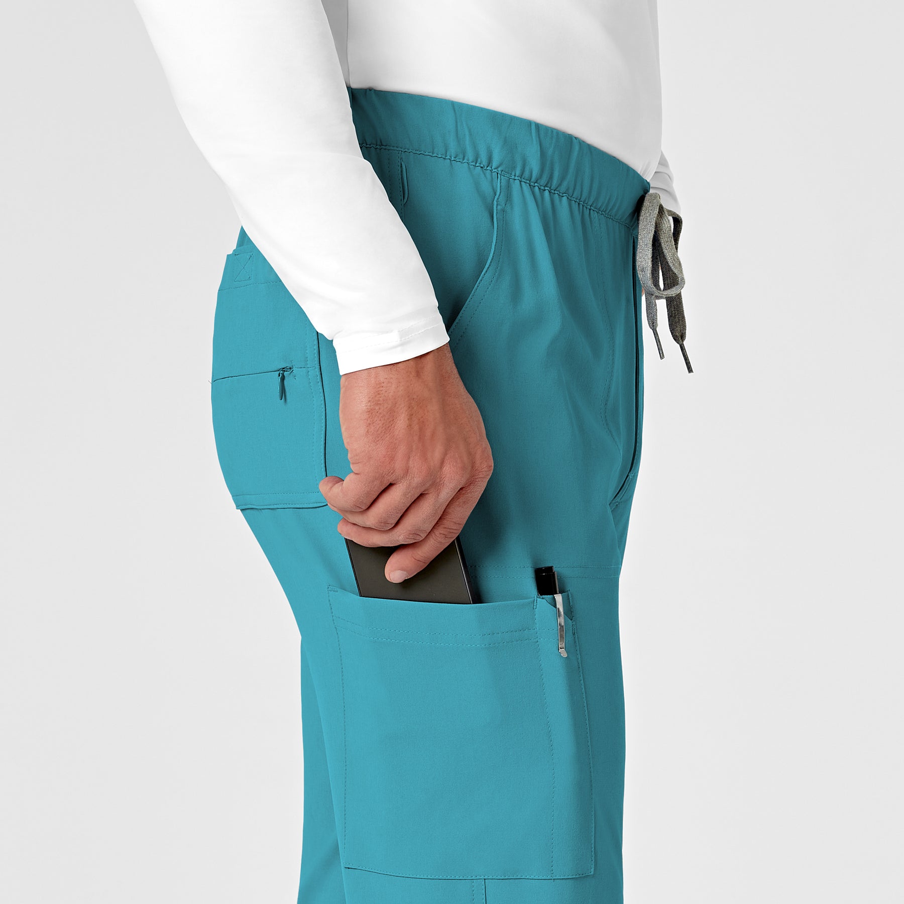 RENEW Men's Jogger Scrub Pant Teal Blue side detail 1