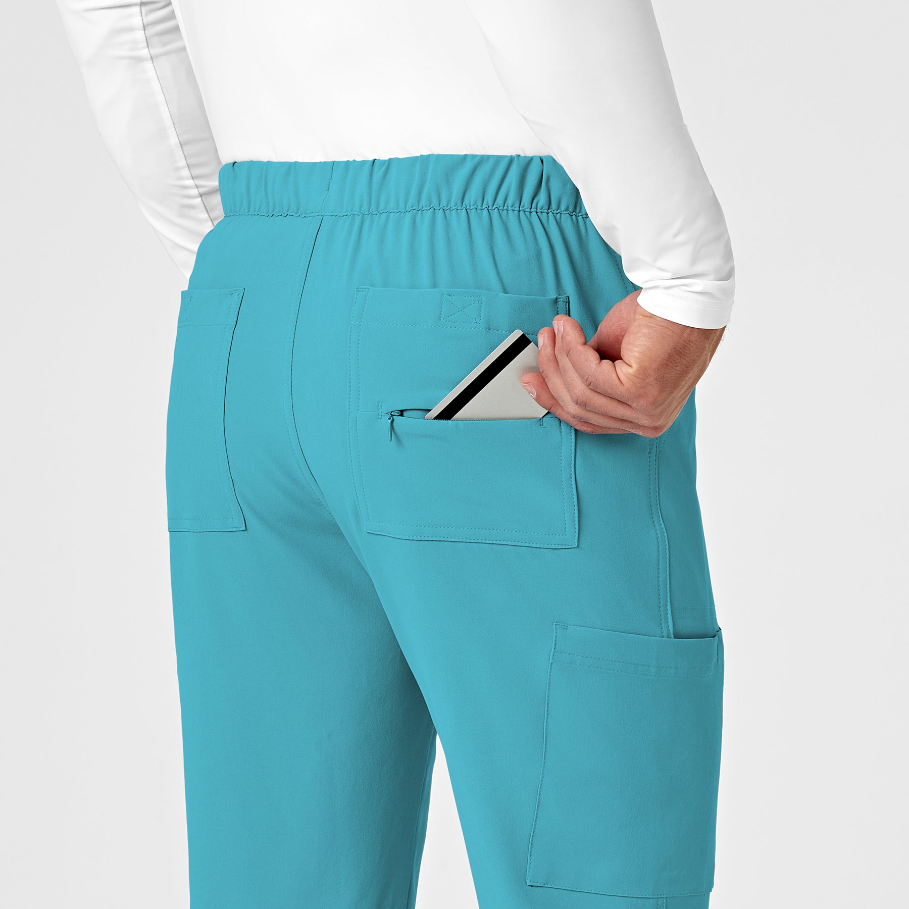 RENEW Men's Jogger Scrub Pant Teal Blue hemline detail