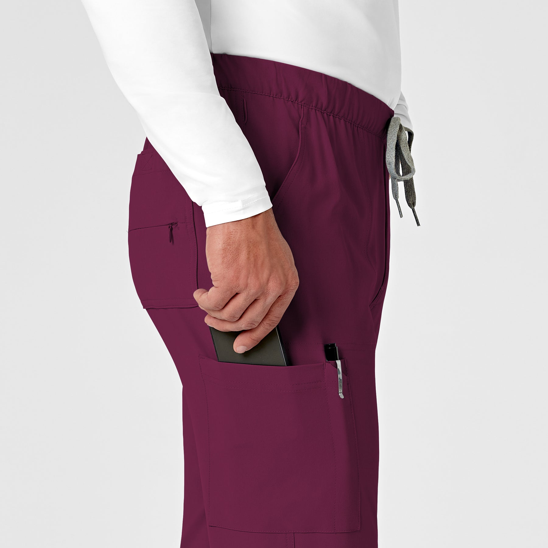 RENEW Men's Jogger Scrub Pant Wine side detail 1