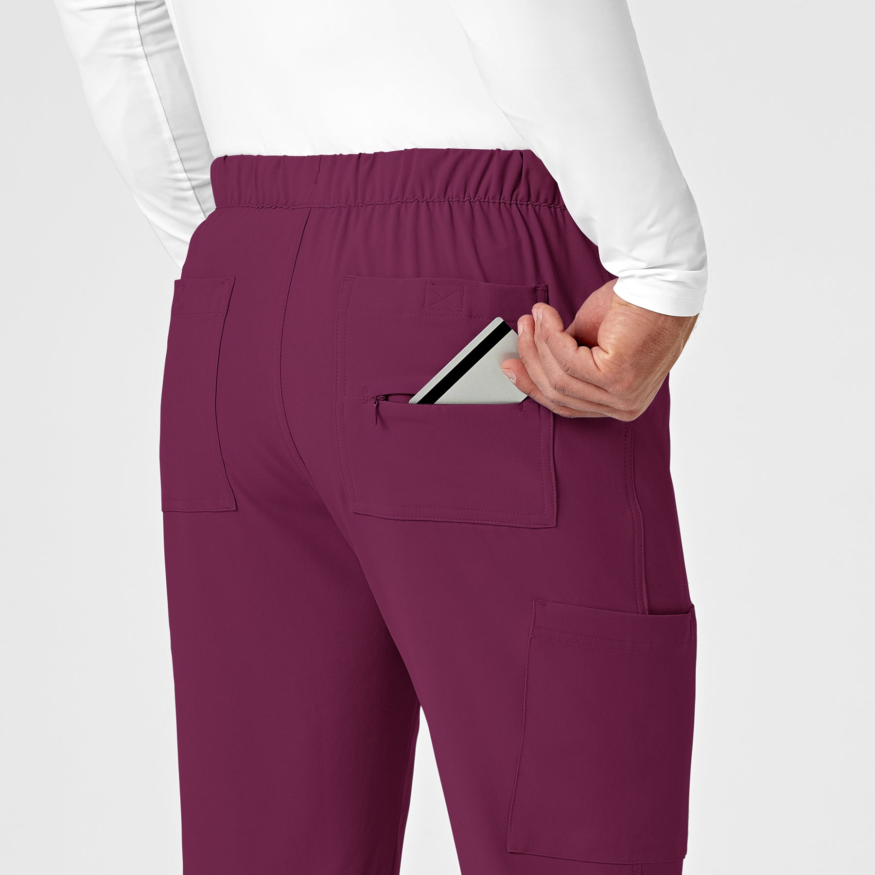 RENEW Men's Jogger Scrub Pant Wine hemline detail