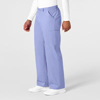 WonderWORK Men's Cargo Scrub Pant Ceil Blue side view