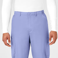 WonderWORK Men's Cargo Scrub Pant Ceil Blue front detail