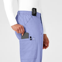 WonderWORK Men's Cargo Scrub Pant Ceil Blue side detail 2