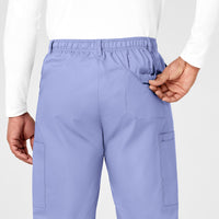 WonderWORK Men's Cargo Scrub Pant Ceil Blue back detail