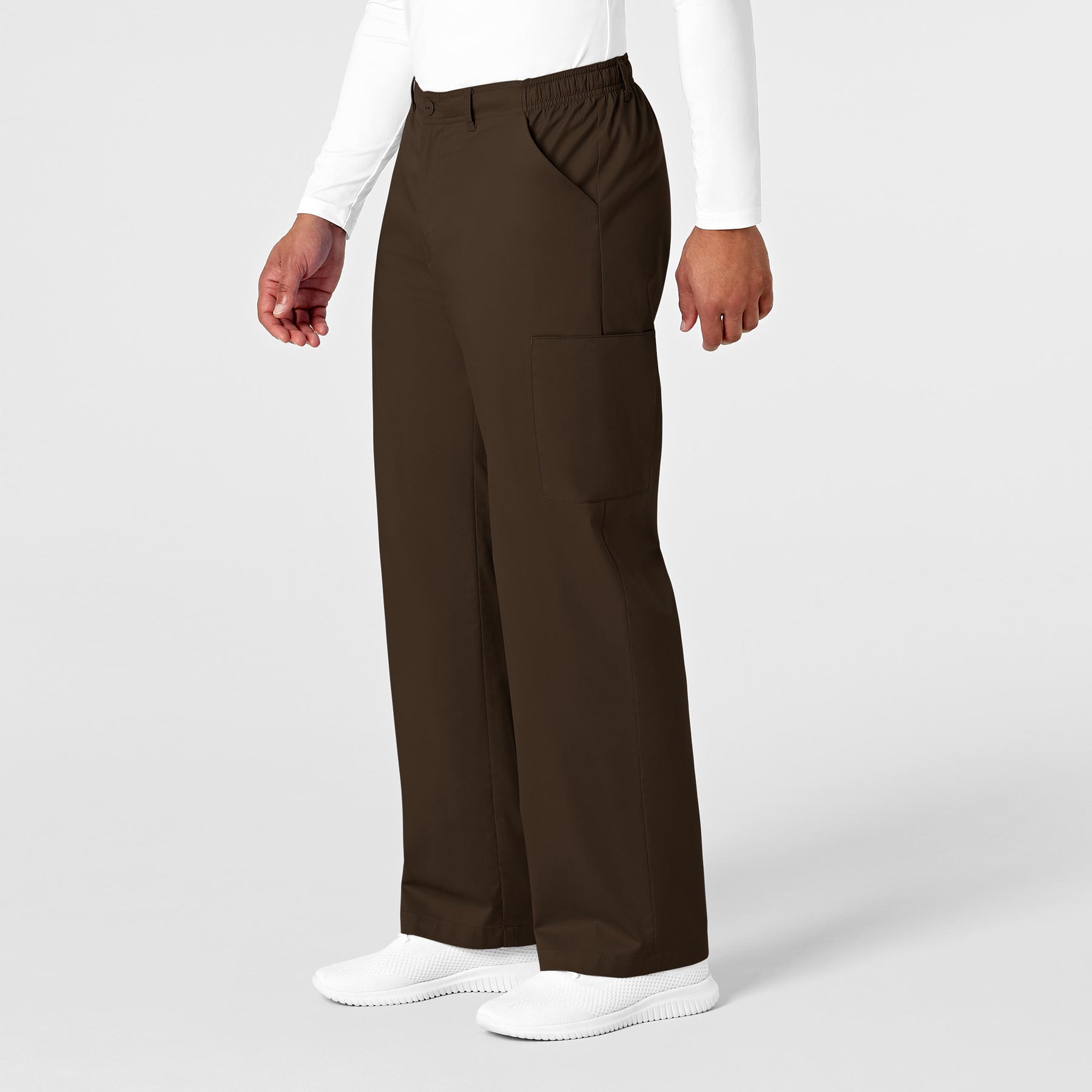 WonderWORK Men's Cargo Scrub Pant Chocolate side view