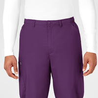 WonderWORK Men's Cargo Scrub Pant Eggplant front detail