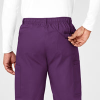 WonderWORK Men's Cargo Scrub Pant Eggplant back detail