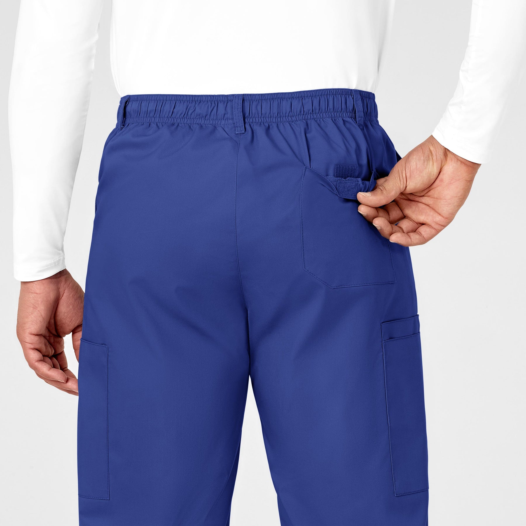 WonderWORK Men's Cargo Scrub Pant Galaxy Blue back detail