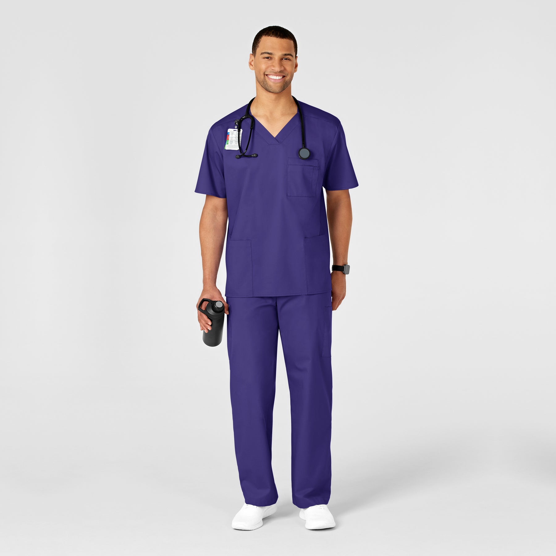 WonderWORK Men's Cargo Scrub Pant Grape full scrub set