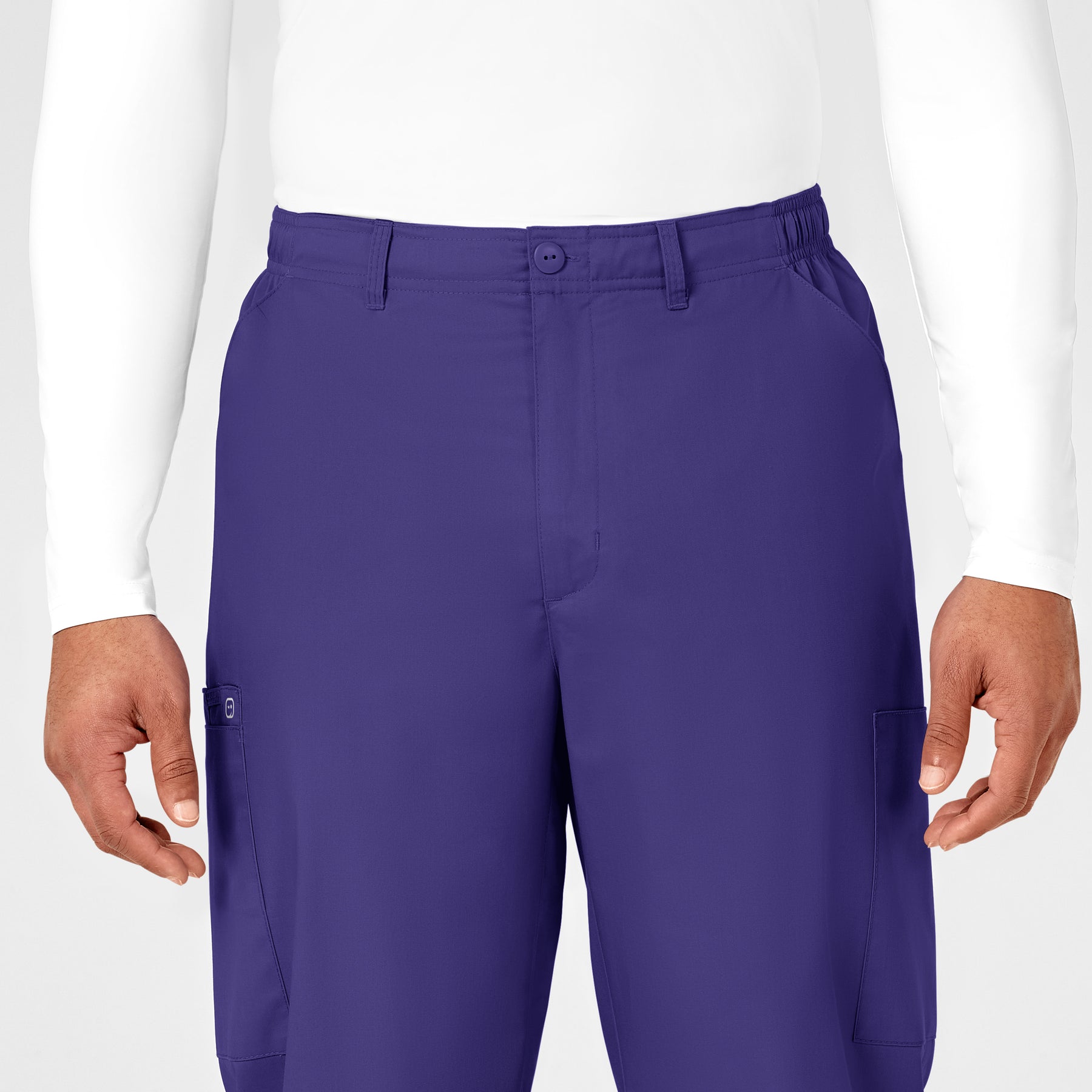 WonderWORK Men's Cargo Scrub Pant Grape front detail