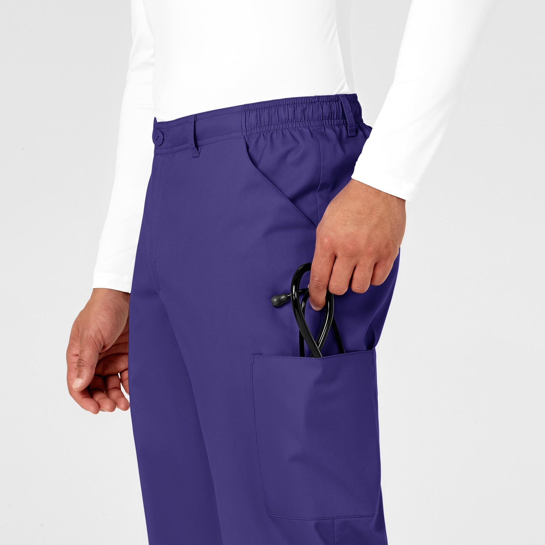 WonderWORK Men's Cargo Scrub Pant Grape side detail 1