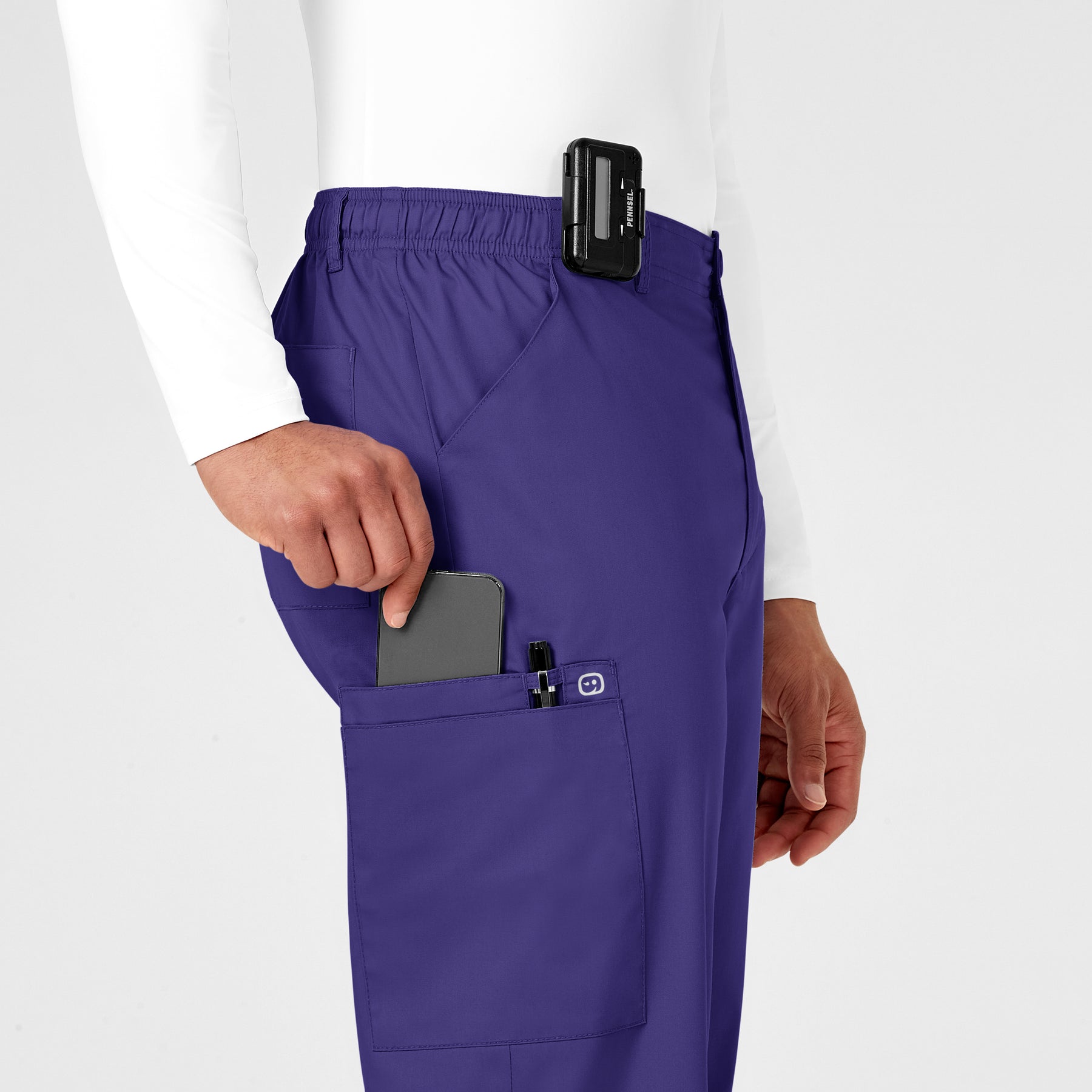 WonderWORK Men's Cargo Scrub Pant Grape side detail 2