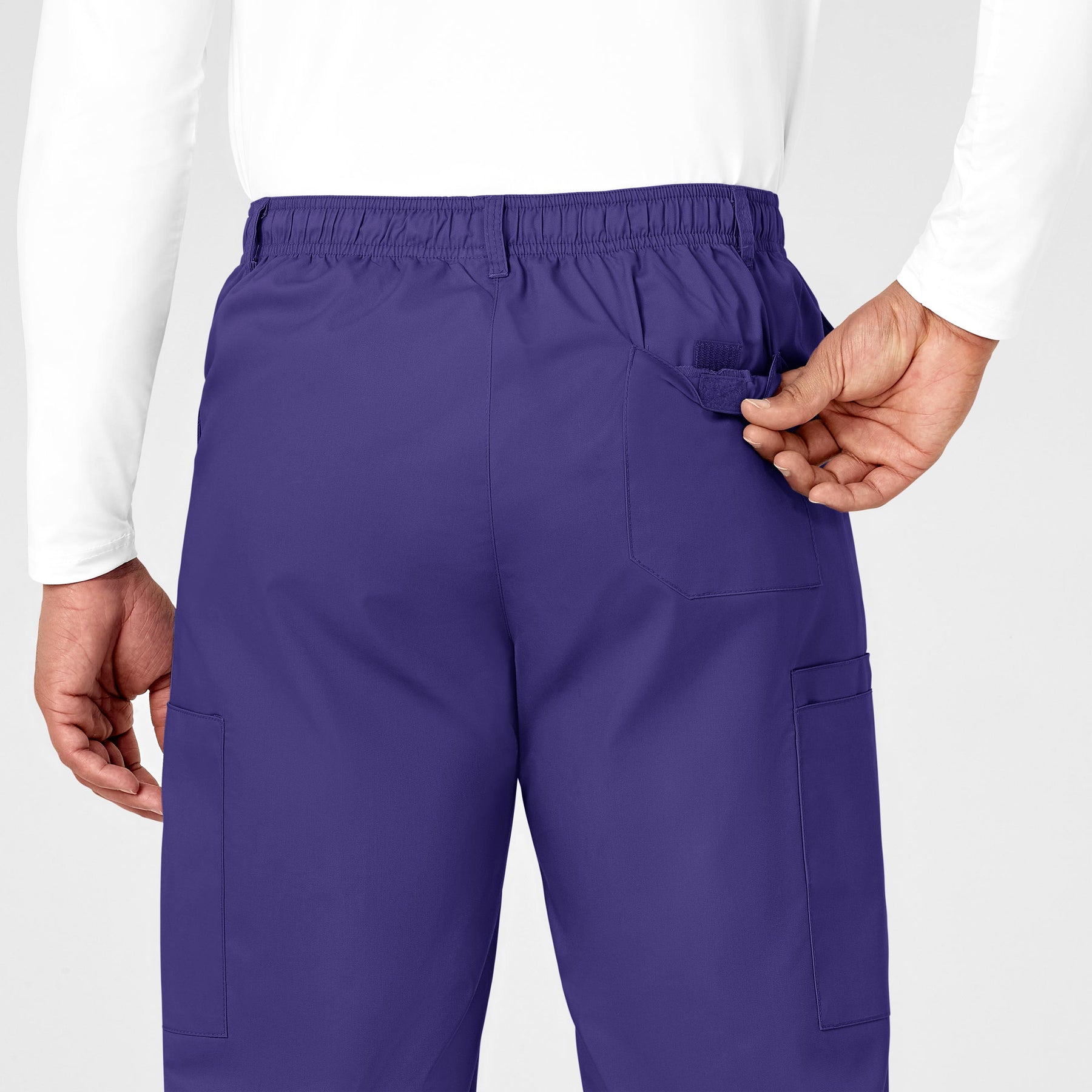 WonderWORK Men's Cargo Scrub Pant Grape back detail