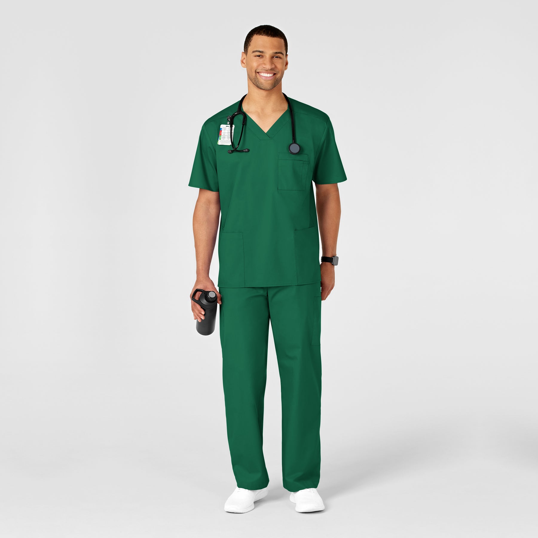 WonderWORK Men's Cargo Scrub Pant Hunter full scrub set