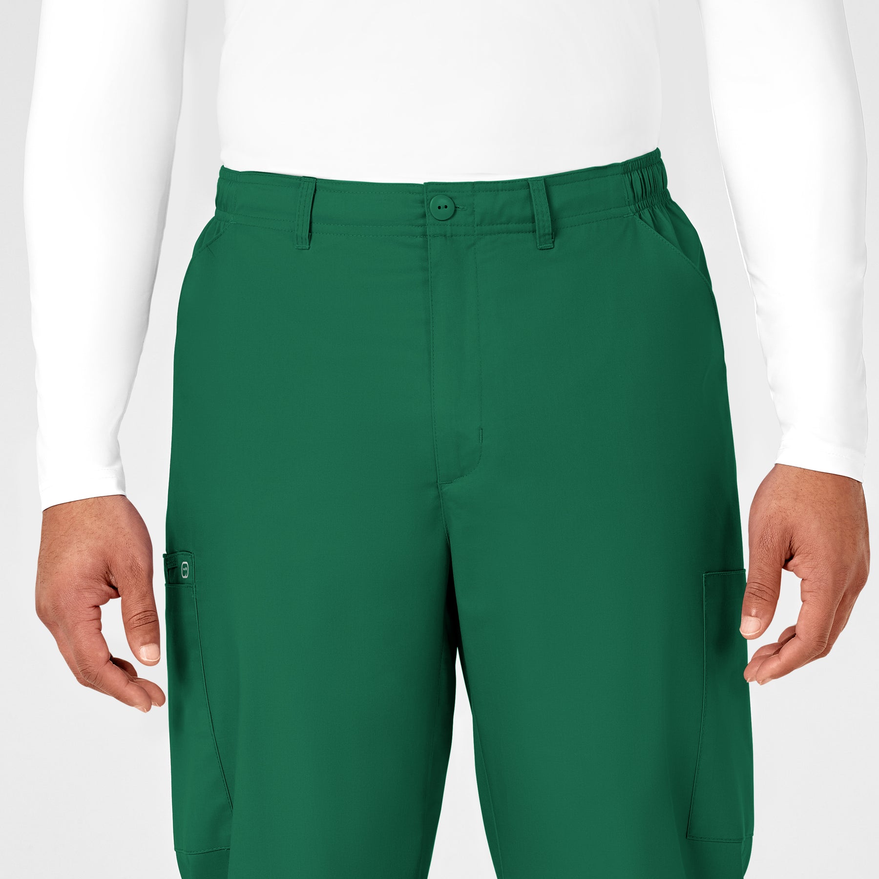 WonderWORK Men's Cargo Scrub Pant Hunter front detail