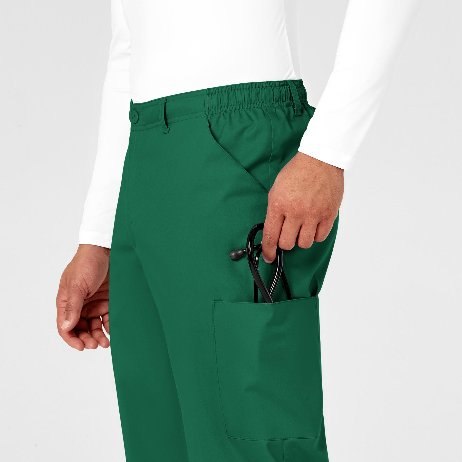 WonderWORK Men's Cargo Scrub Pant Hunter side detail 1