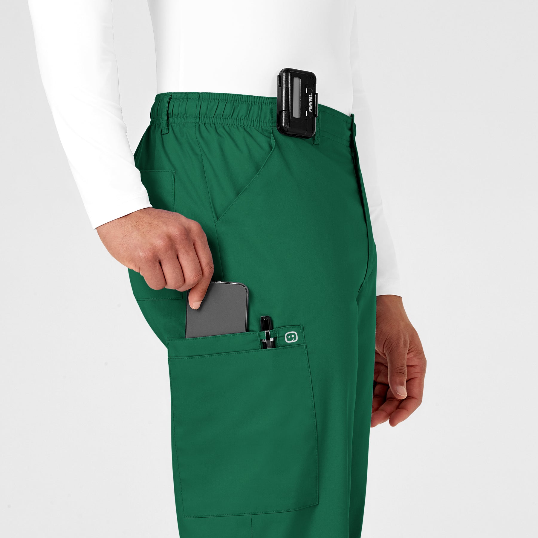 WonderWORK Men's Cargo Scrub Pant Hunter side detail 2