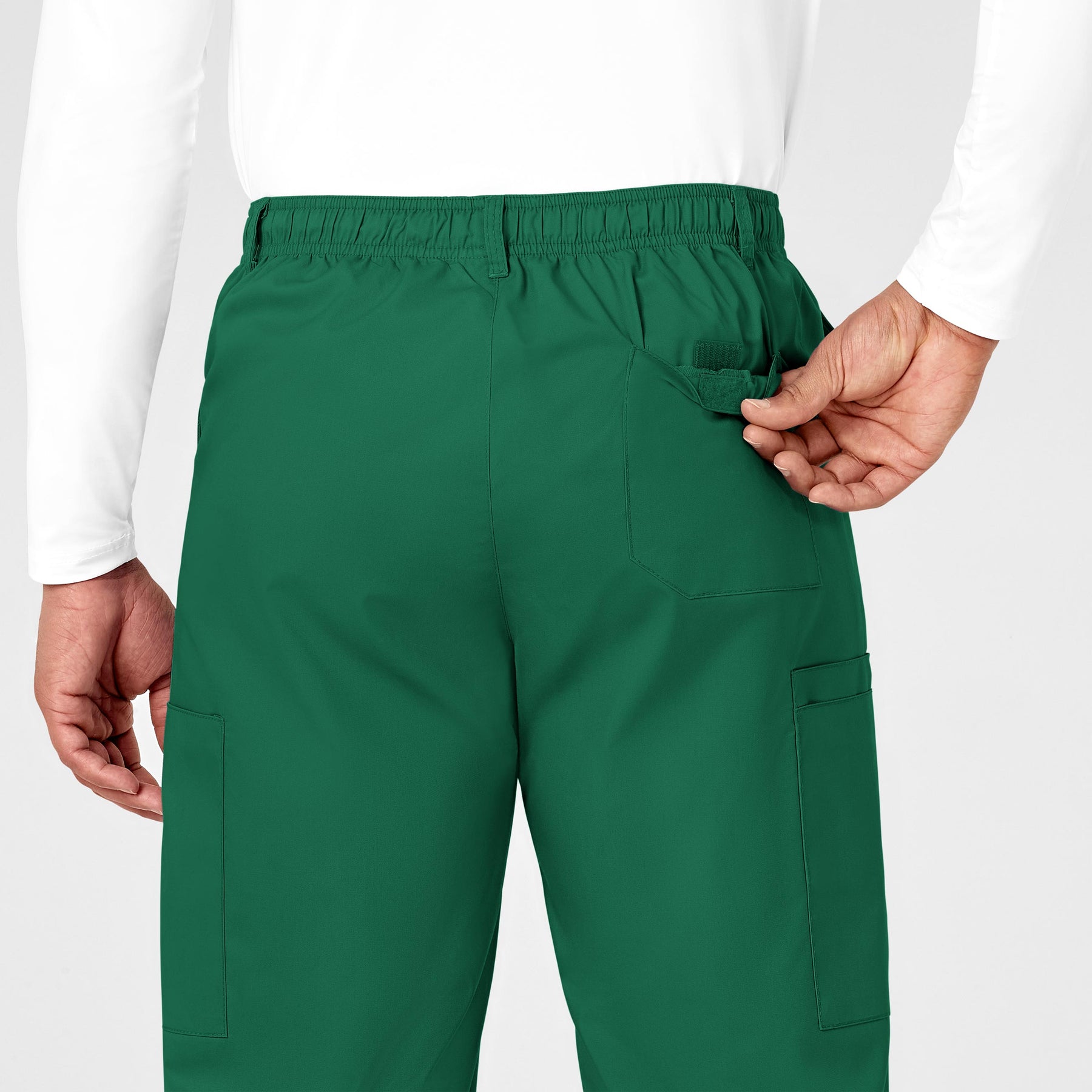 WonderWORK Men's Cargo Scrub Pant Hunter back detail