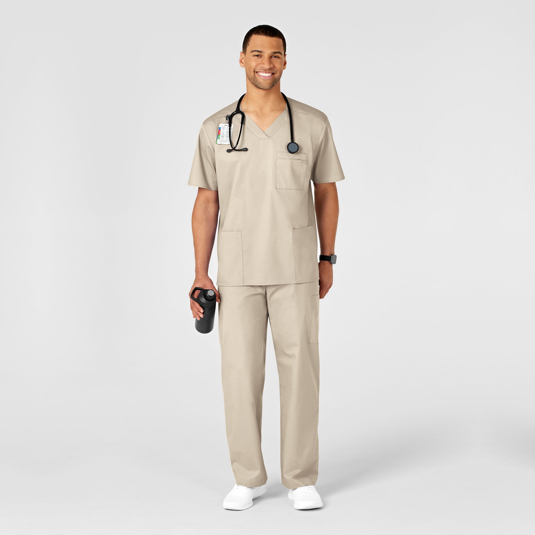 WonderWORK Men's Cargo Scrub Pant Khaki full scrub set