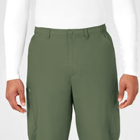 WonderWORK Men's Cargo Scrub Pant Olive front detail