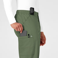 WonderWORK Men's Cargo Scrub Pant Olive side detail 2