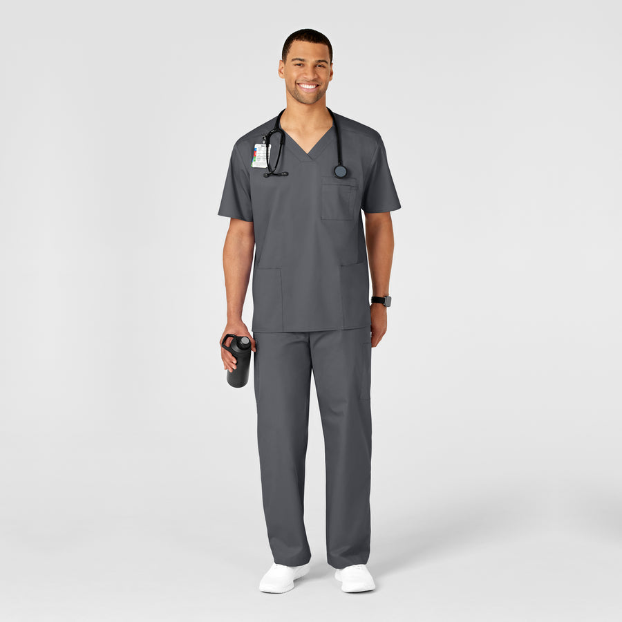 WonderWORK Men's Cargo Scrub Pant Pewter full scrub set