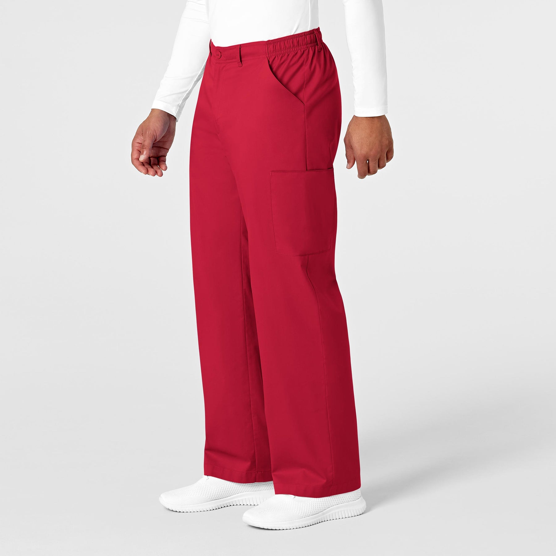 WonderWORK Men's Cargo Scrub Pant Red side view