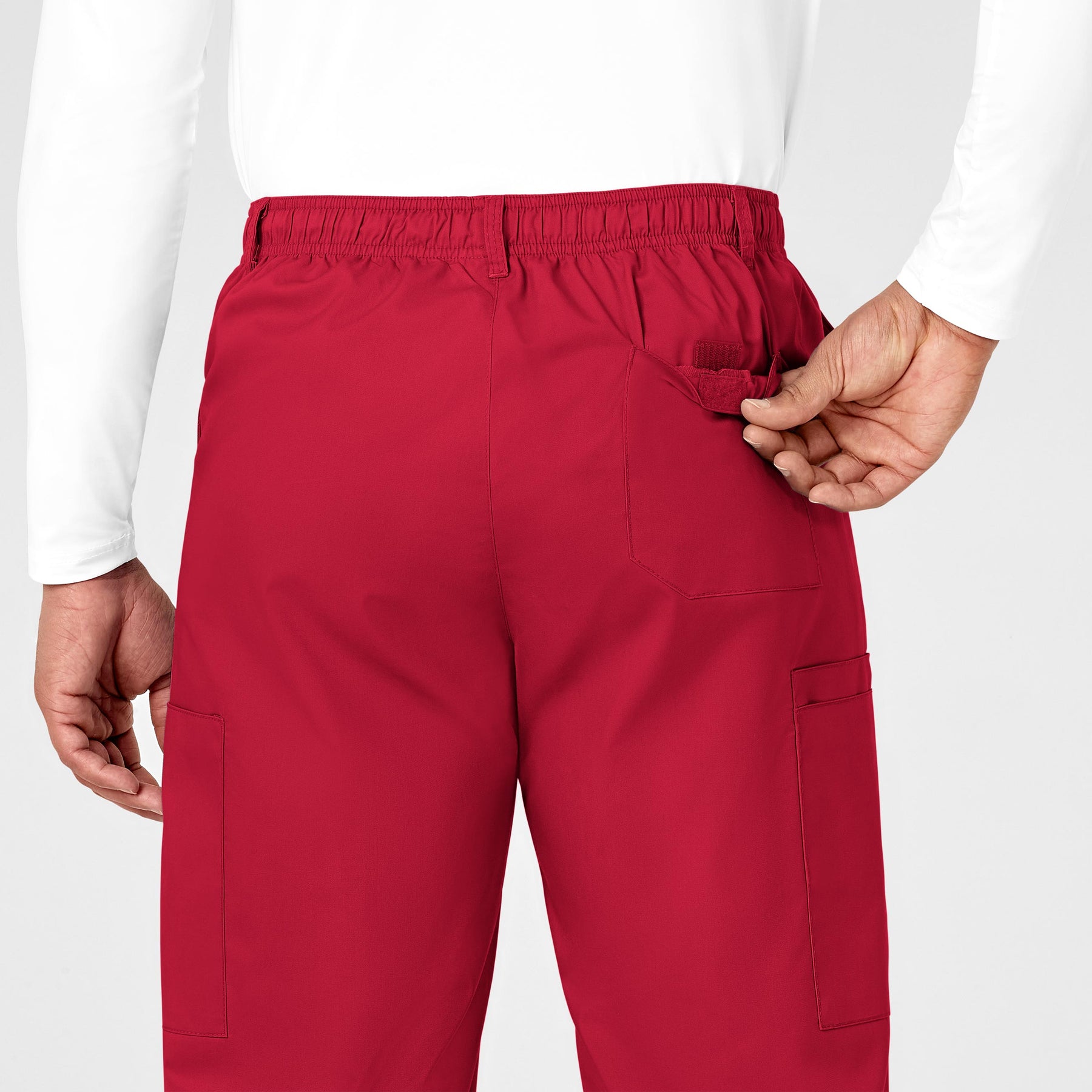 WonderWORK Men's Cargo Scrub Pant Red back detail